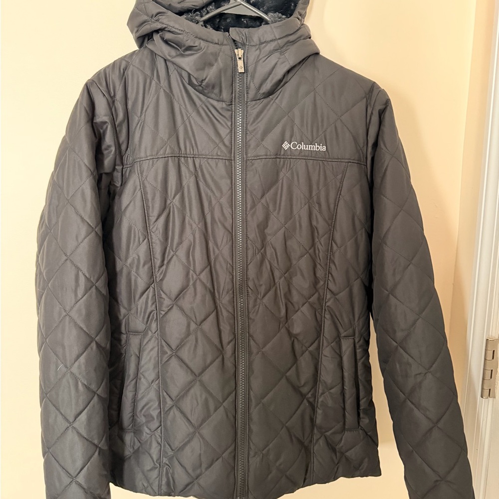 Columbia Black Quilted Hooded Jacket